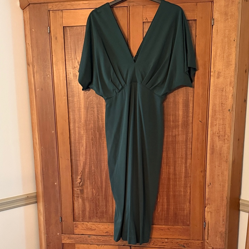 Banana Republic Deep green V-Neck Midi Dress